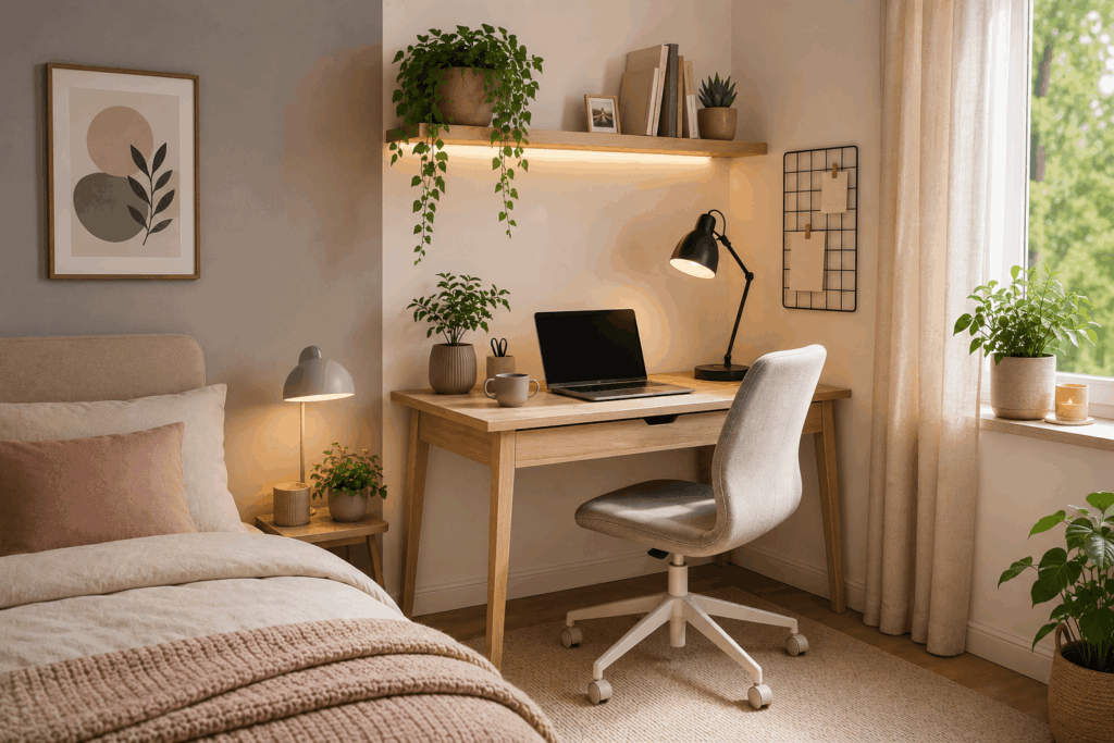 Small Space Office im Schlafzimmer