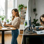 Höhenverstellbarer Schreibtisch im Homeoffice