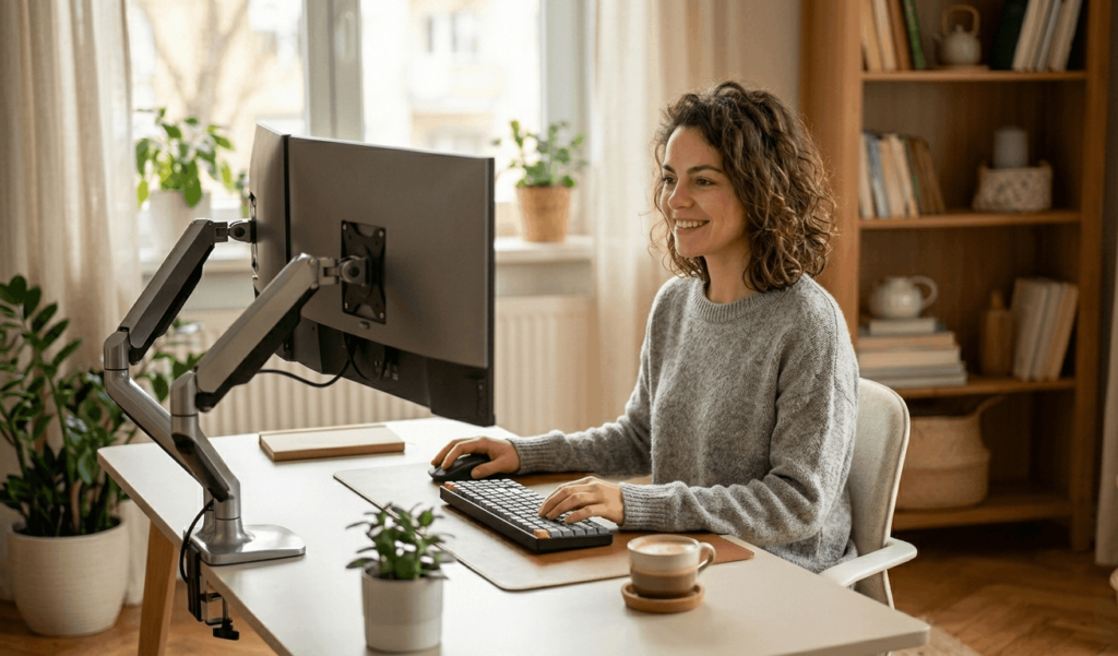 Durch Monitorständer mehr Platz im Homeoffice und auf dem Schreibtisch