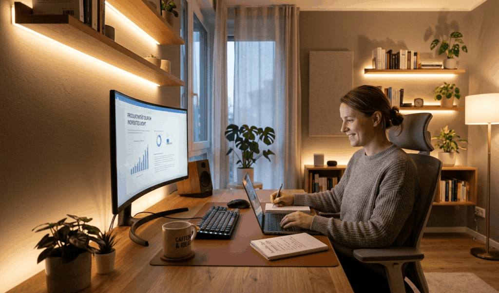 Indirektes Licht im Homeoffice