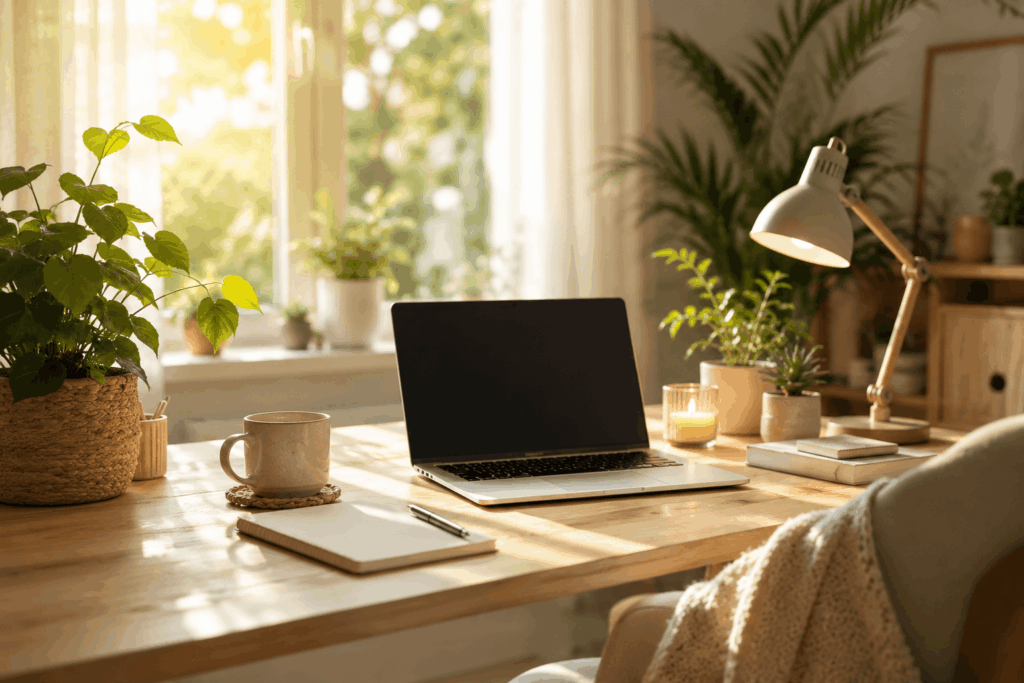 Arbeitsplatz gemütlich einrichten