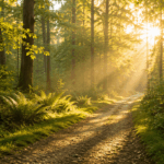 20 nervenstärkende Rezepte und Snacks für mehr Konzentration im Homeoffice ruhiger Waldweg im Morgenlicht