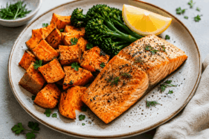 Lachs mit Süßkartoffel aus der Heißluftfriteuse 